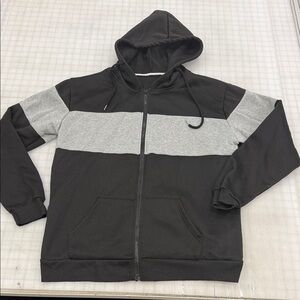 Black & Gray Zip-Up Hoodie Size large men’s